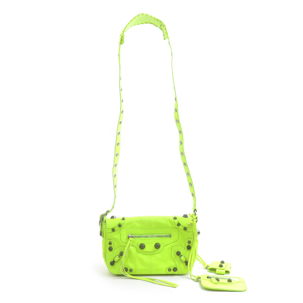 Balenciaga BALENCIAGA Shoulder Bag Le Cagole XS Leather Neon Yellow Women's 7...